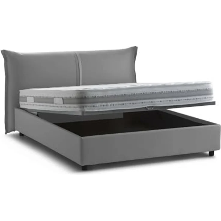Talamo Italia - Doppelbett Clelia, 100 % Made in Italy, Öffnung vorne, inklusive Matratze 160 x 190 cm, Grau – Bild 5