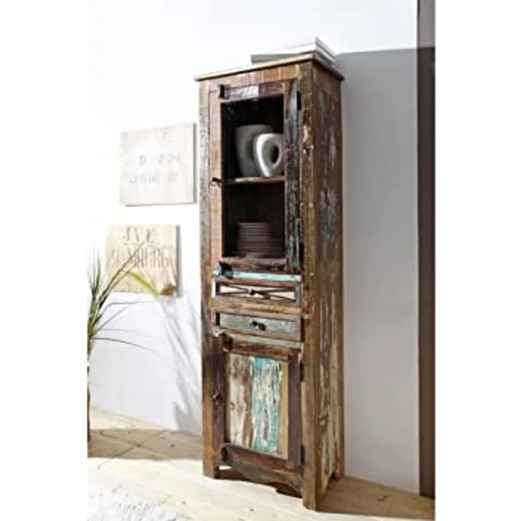 Vitrine Altholz 60x35x190 mehrfarbig lackiert NATURE OF SPIRIT #24 – Bild 6
