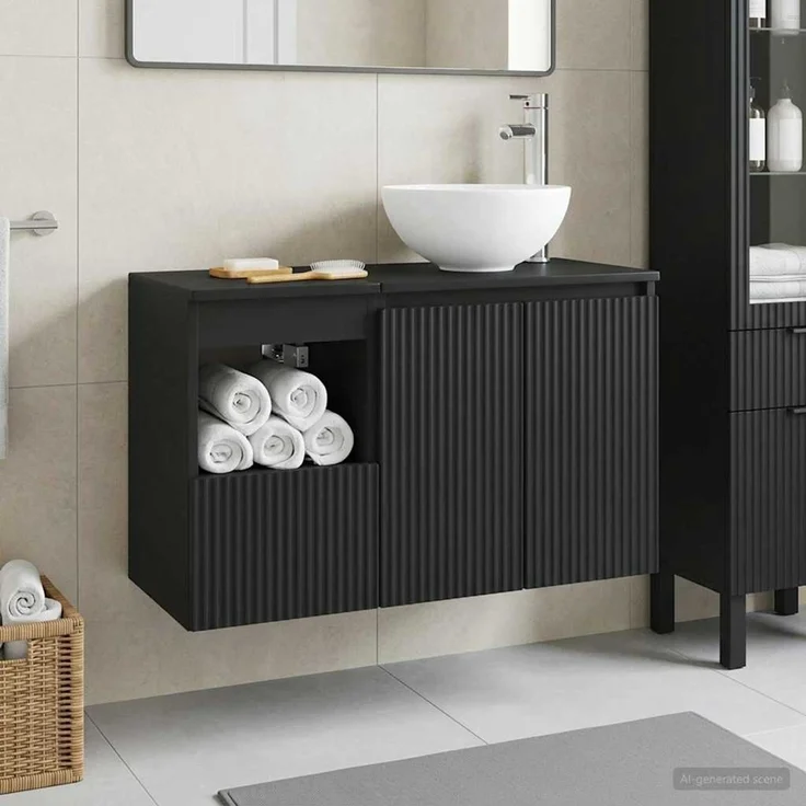 vidaXL Badezimmerschrank-Set 2 stk. Schwarz 79,5 x 41 x 80 cm 3404035 – Bild 1