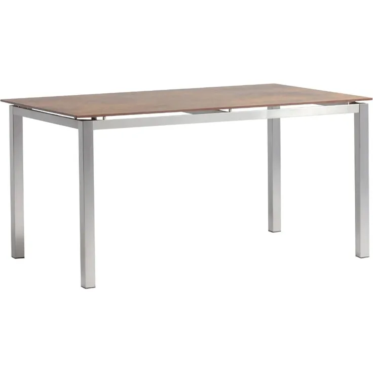 acamp Gartentisch Skye | Esstisch Terassentisch 150x90x75 cm | Edelstahl und Teakholz | HPL Wendetischplatte 12 mm in Cemento Grano/Cemento Rusty | Rostfrei robust Outdoor, 153x93x10