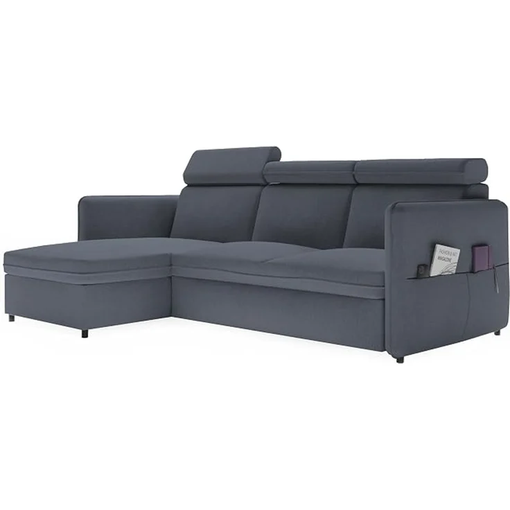 Ecksofa mit Schlaffunktion und Bettkasten, 220 x 160 cm, mit verstellbaren Kopfstützen – Bild 1