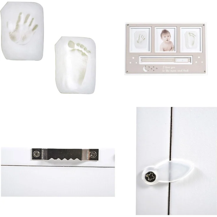 Cangaroo Baby Hand- und Fußabdruckset, Fotorahmen aus Holz, für 2 Abdrücke beige – Bild 5