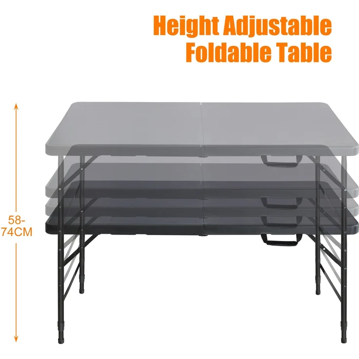 Abrihome Gartentisch 25 cm höhenverstellbar mit 135 kg Tragkraft, Schwarz, 74x61x125 cm – Bild 6