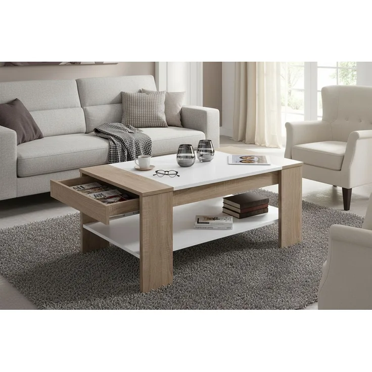 Couchtisch 'FINLEY PLUS', Sonoma Eiche/Weiß