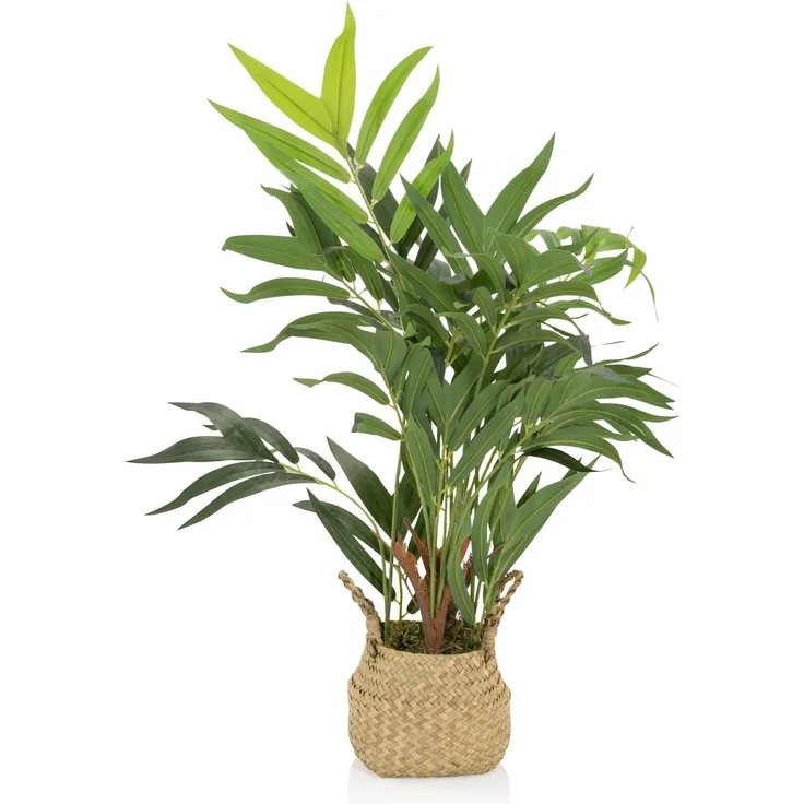 bümö plants Bergpalme Kunstpflanze - Täuschend echte Bambuspalme, geruchlose Premium Kunstblume für lebendiges Ambiente - authentische, künstliche Pflanzen als Deko für's Wohnzimmer, Büro & mehr, BUP-chamaedorea