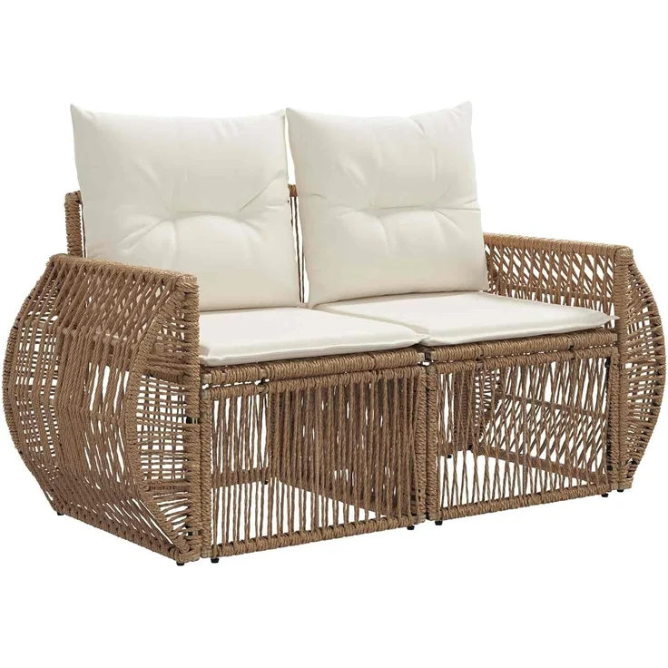 vidaXL Gartensofa-set 6 stk. 6-Sitzer Beige und Cremeweiß Poly-Rattan 3435516 – Bild 9