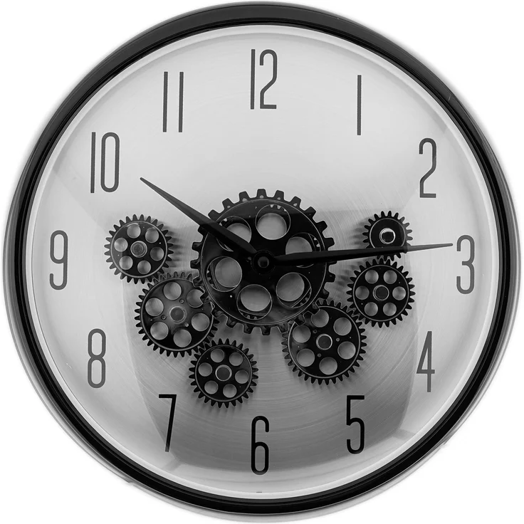 Wanduhr mit Zahnrädern - ø35 x 9 cm, Analog im Industrial-Look Schwarz – Bild 1
