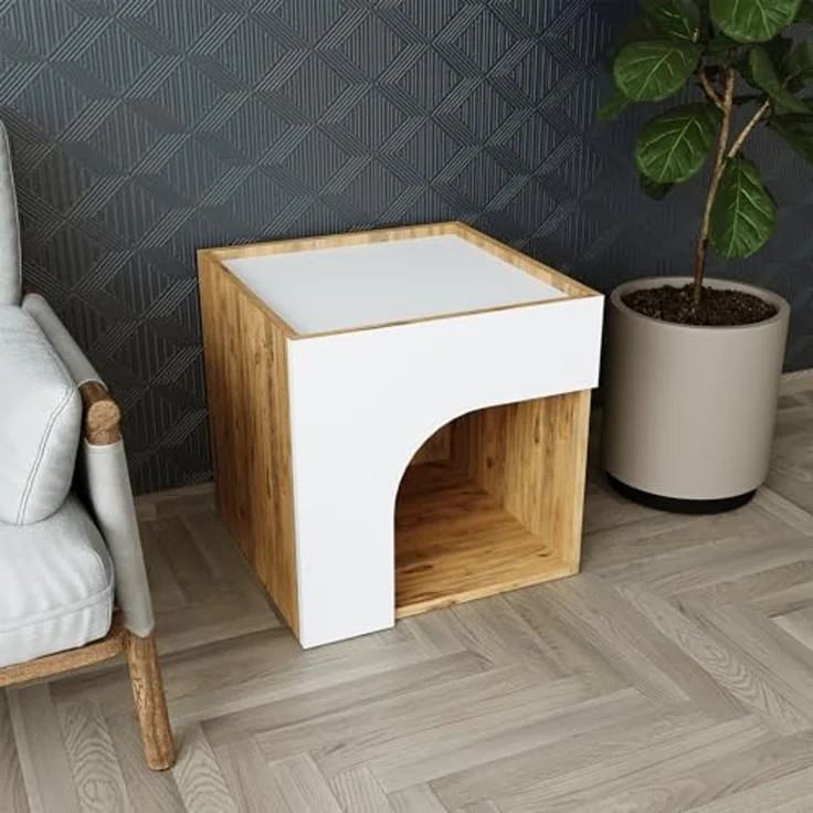 Roomart Tierhaus für Hunde & Katzen – Haustierhöhle RINO • Weiß-Eiche – Bild 5