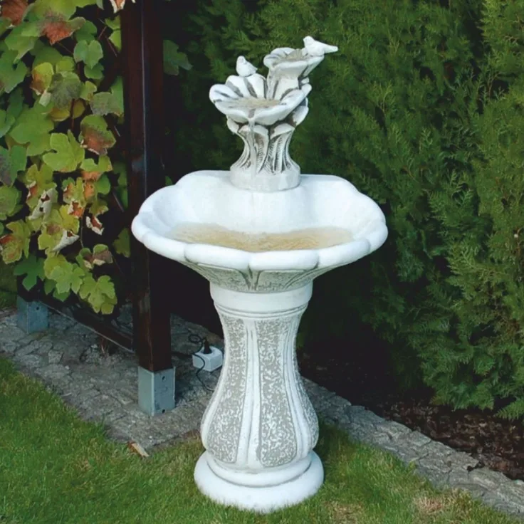 Casa Padrino Jugendstil Springbrunnen Weiß / Grau H. 111 cm - Eleganter Gartenbrunnen