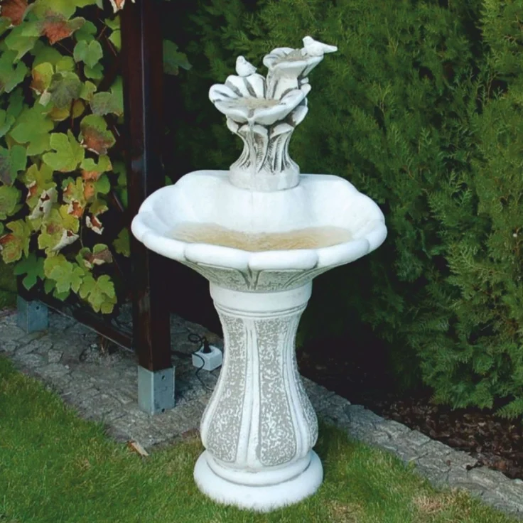 Casa Padrino Jugendstil Springbrunnen Weiß / Grau H. 111 cm - Eleganter Gartenbrunnen – Bild 1