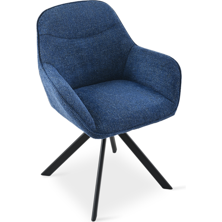 GOEURVANT 1370 Esszimmerstühle 2er-Set mit Armlehnen, 360° Drehbar, Chenille - Blau – Bild 6