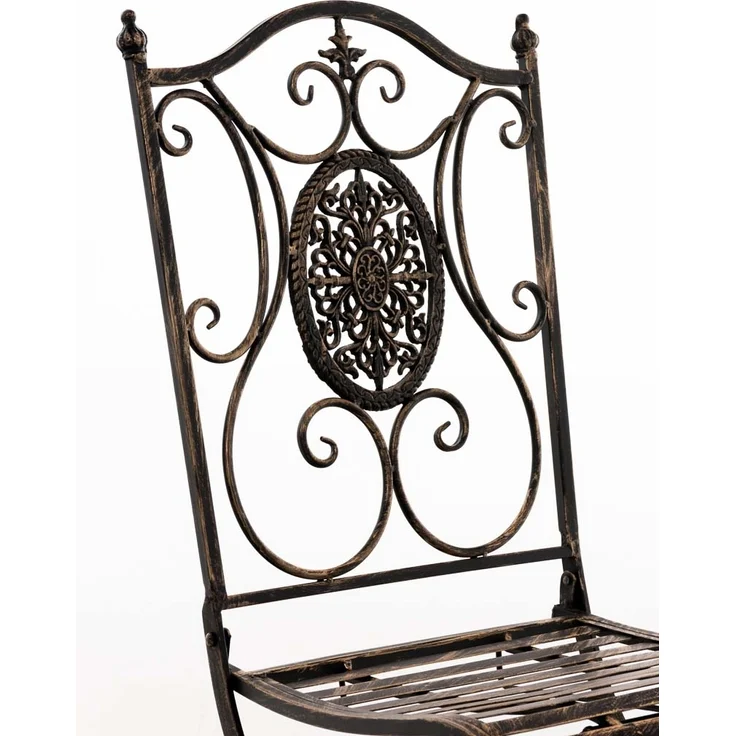 Outdoor Sitzgruppe RIZAR - Metall Bronze 42x49x91.5 cm | Gartenmöbelset 2 Personen Metall Vintage Balkonmöbel Set Bistrotisch Terrassenmöbelset – Bild 4
