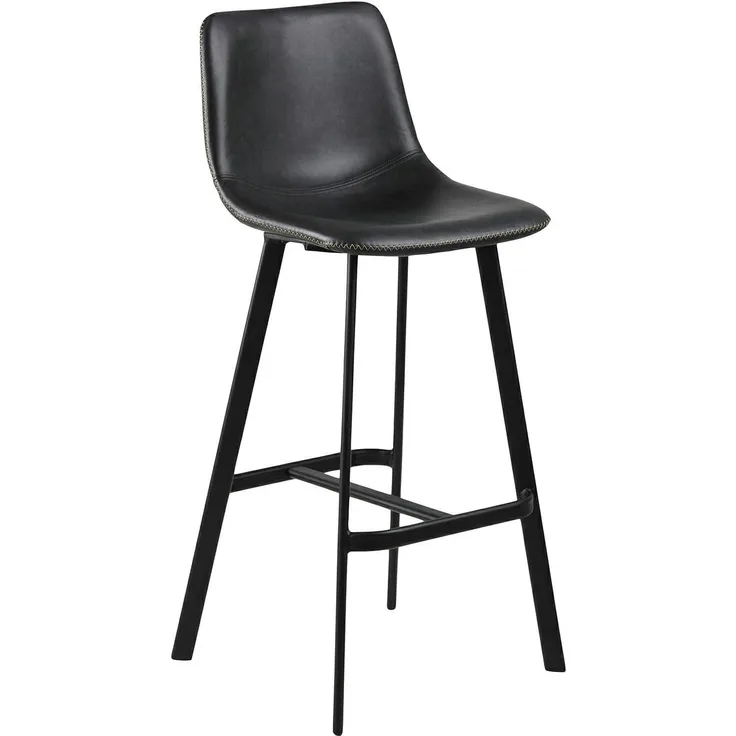 Set 2x Oregon Barhocker creme Kontrastnähte schwarz Barstuhl Barstühle Barmöbel