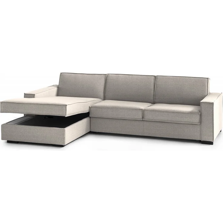 Dmora Sofa mit Halbinsel Anila, Ecksofa mit Halbinsel Sinistra mit Stauraum, Standardarmlehnen, 100 % Made in Italy, cm 280 x 95 x 90, Taupe – Bild 6