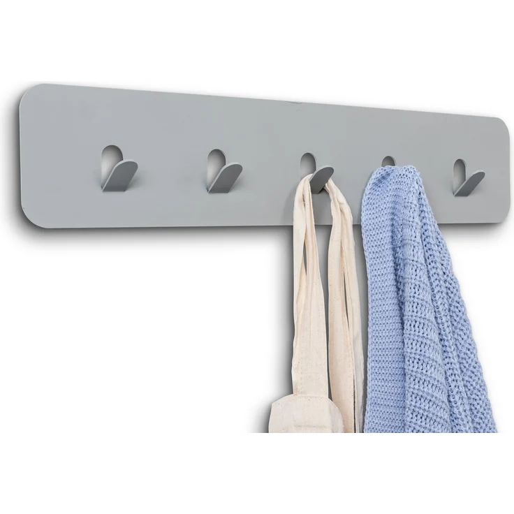 Garderobenleiste >Tilly 2< 5 Haken, in grau, Metall - 50x10x3cm (BxHxT) – Bild 5