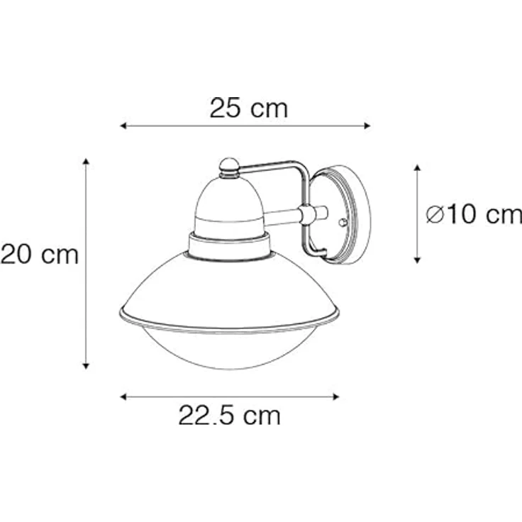 Qazqa Marcel Außen Wandleuchte, runde Gartenlampe in Schwarz, max. 40W, IP44, E27 Fassung, dimmbar, 25cm – Bild 5