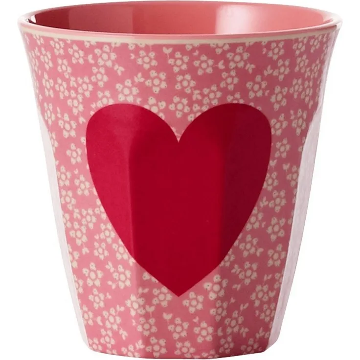 Rice Heart Print Melamin Becher Medium