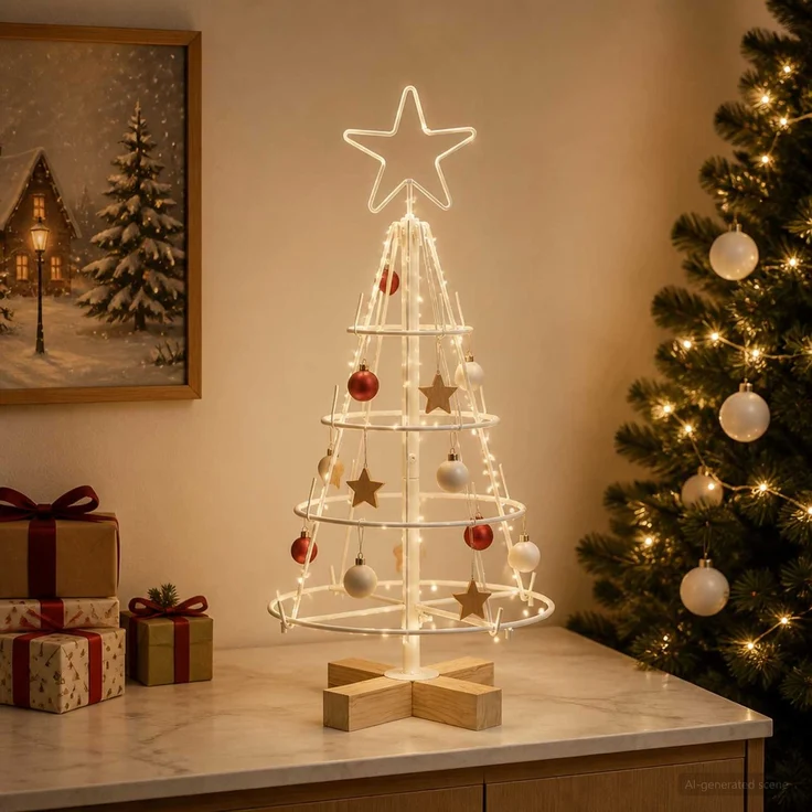 vidaXL Metall Weihnachtsbaum KUOPIO 60 cm Stahl Weiß 42053810 – Bild 1