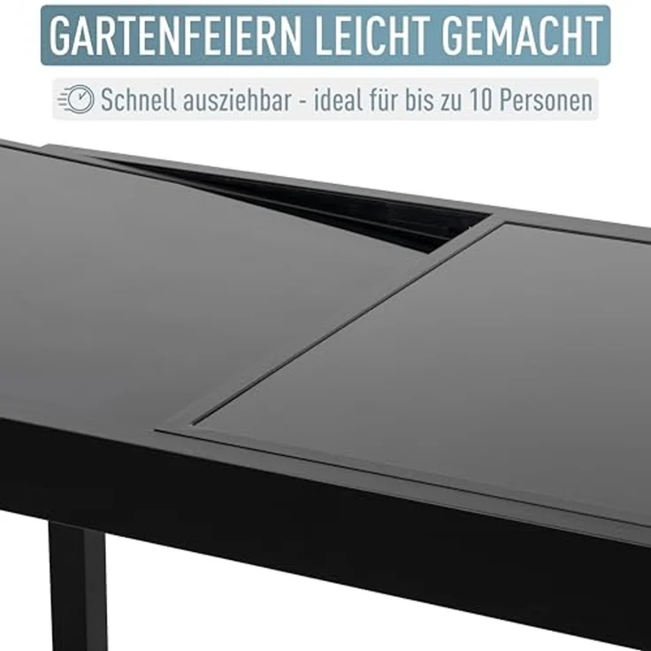 ib style Gartentisch Diplomat Quadro Ausziehtisch 90 - 180 cm silber (Tisch), Gartentisch - ESG-Sicherheitsglas - Aluminium - ausziehbar – Bild 3