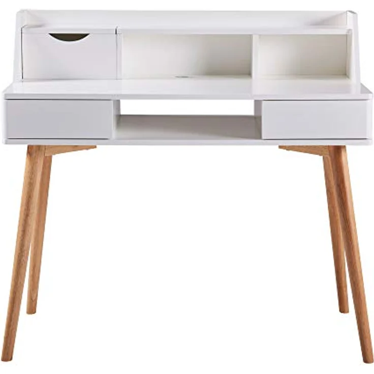 Teamson Home, Creativo Holzschreiberschreibtisch, MDF, mit Lagerung, Regalen und Schubladen, Büro, Weiß/Natur, VNF-00045 – Bild 8