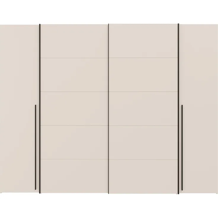 Dreh-/Schwebetürenschrank >NARAGO< 2 Innenschübe, sandfarbig - 270,3x210,5x61,2cm (BxHxT)