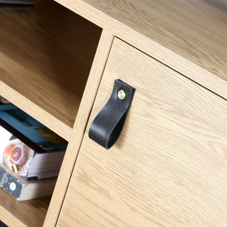 Casâme TV-Möbel Eiche Dekor 2 Türen und zentrale Ablage - L120 cm - Dunkles Holz – Bild 8
