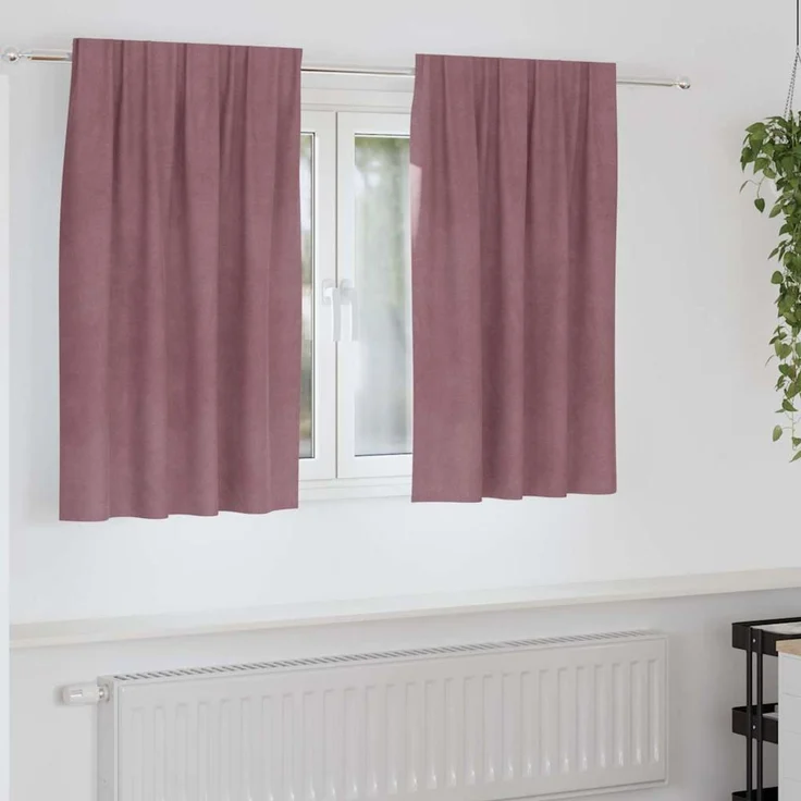 vidaXL Vorhänge 2 stk. Dunkelrosa 140 x 140 cm Samt 4107243 – Bild 1