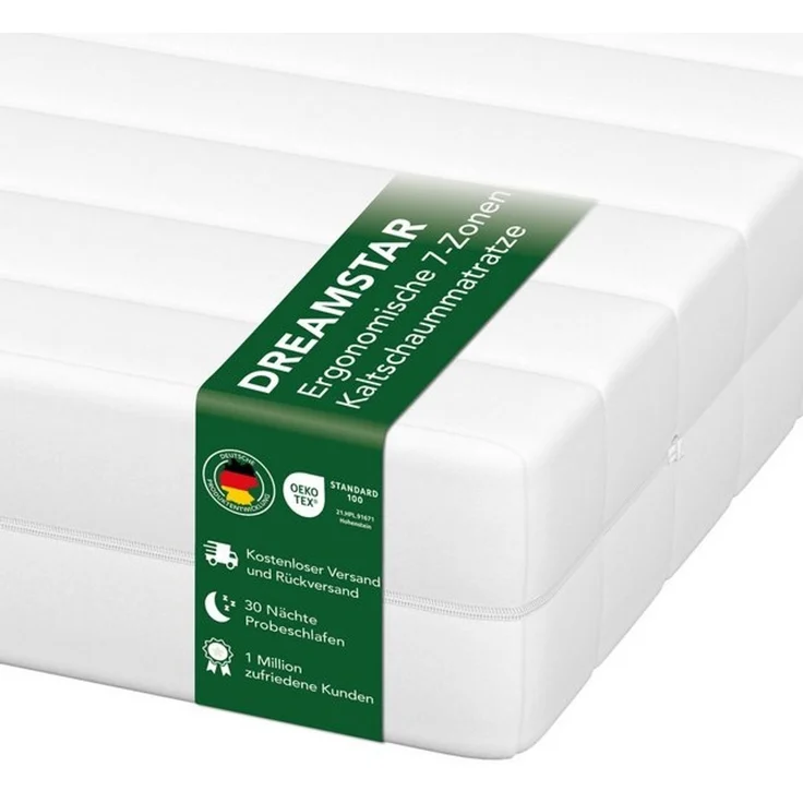 Kaltschaummatratze Easy Flex, 7-Zonen Matratze mit Duo-Härtegrad (H2/H3 & H3/H4), Dreamstar, wendbar, atmungsaktiv, ergonomisch - für jede Schlafposition – Bild 4