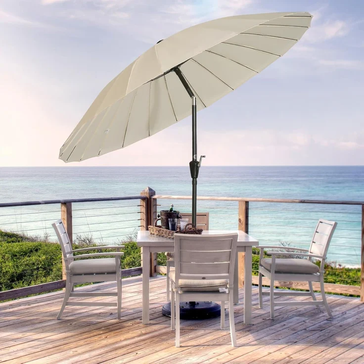 Angel Living Sonnenschirm Terrassenschirm Ø 250cm, Rund Shanghai Stil, UV-Schutz 50+, mit Kurbel, ideal für Garten, Terrasse, Hof und Pool – Bild 6