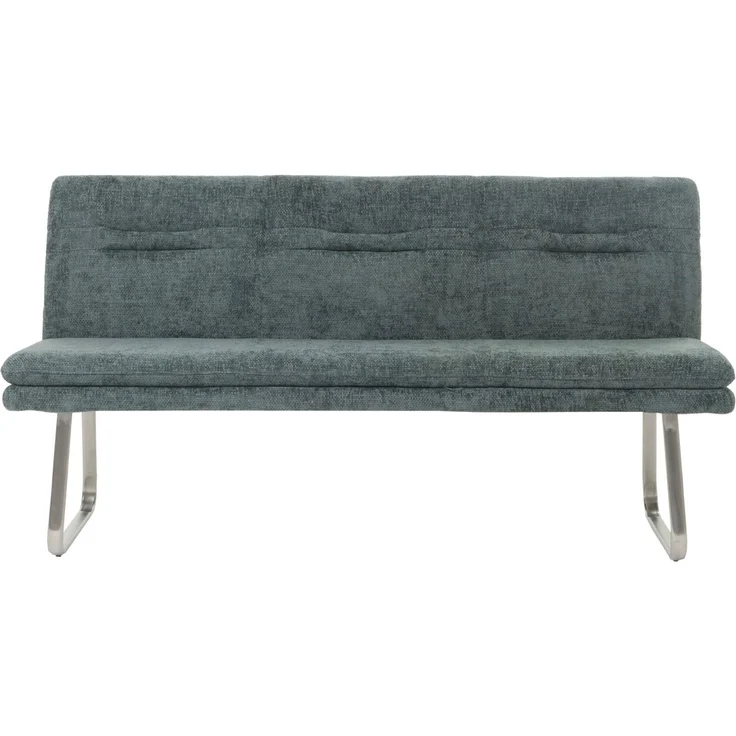 Sitzbank HWC-H70, Esszimmerbank Bank Polsterbank, Lehne Stoff/Textil Chenille Edelstahl gebürstet 180cm ~ blau-grün – Bild 5