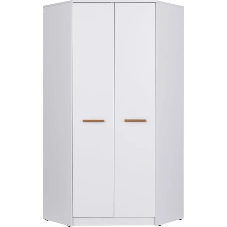 Marmex Möbel Grant 08N Eckkleiderschrank mit Kleiderstangen und Einlegeböden, laminierte Spanplatte, weiß, 91x195x91 cm – Bild 1