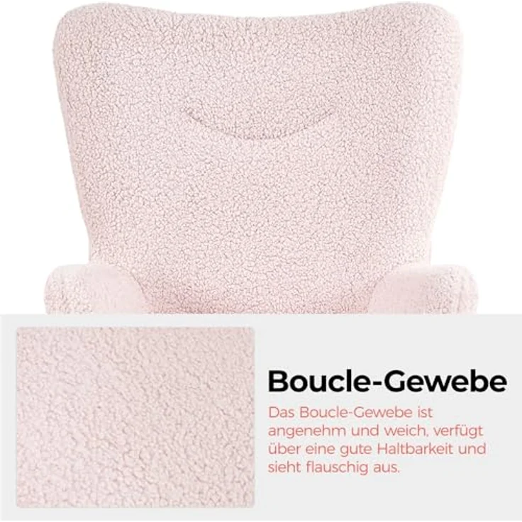 Yaheetech Ohrensessel mit Hocker Polyester-Bezug, Fernsehsessel Armlehnensessel Polstersessel Relaxsessel Cocktailsessel Teddy-Plüsch Stilvolles Design Rosa – Bild 10