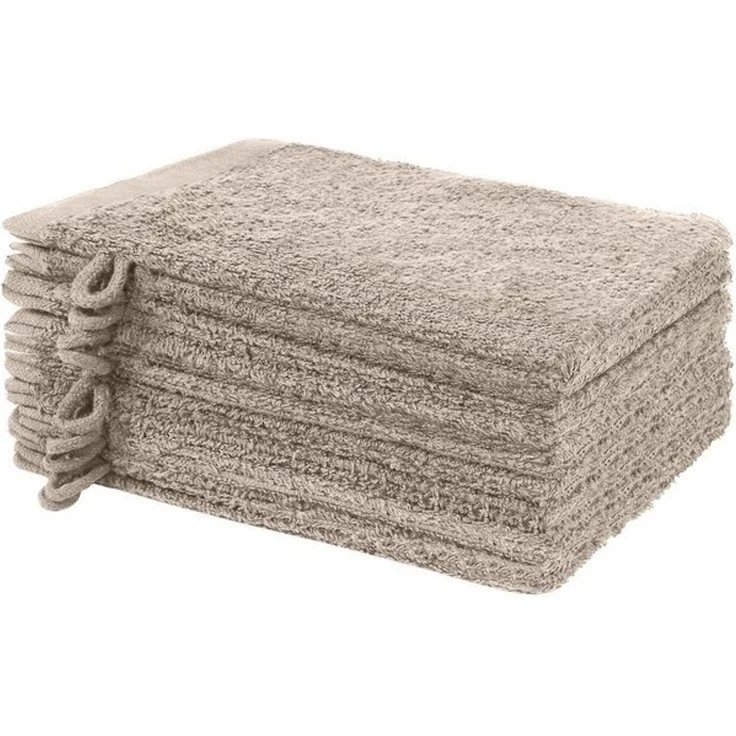 NatureMark Waschhandschuh 10er-Set Frottier Waschhandschuhe, 100% Baumwolle (10-St), Premium Frottier Waschhandschuhe, 15x21cm, Sand – Bild 4
