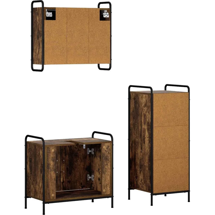 vidaXL Badezimmerschrank-Set 3 stk. Räuchereiche 40 x 36 x 99,5 cm 3444497 – Bild 7
