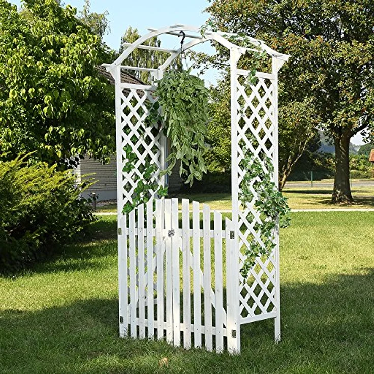 Rosenbogen Weiß Holz Pergola Torbogen Rankhilfe Spalier Rankenbogen Gartentür - Melko – Bild 4