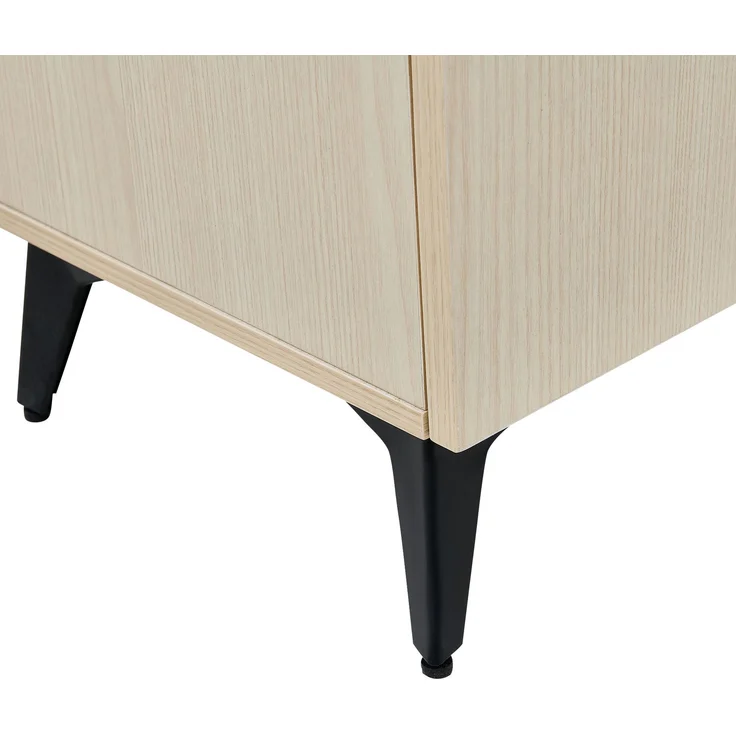 Garderobe mit Sitzbank, B 60 x T 35 x H 179,5 cm, MDF in heller Holzoptik und schwarzen Stahlbeinen – Bild 8