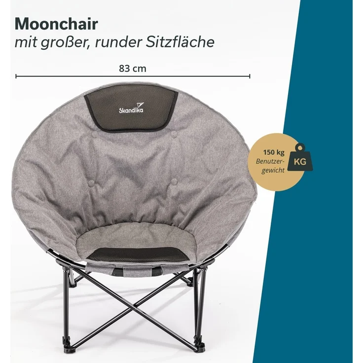 Skandika Campingstuhl Moonchair Kupari, Faltsessel, Gartenstuhl, Klappstuhl bis 150 kg, weich gepolstert, Tragetasche, Große Sitzfläche, bequem, Outdoor – Bild 3