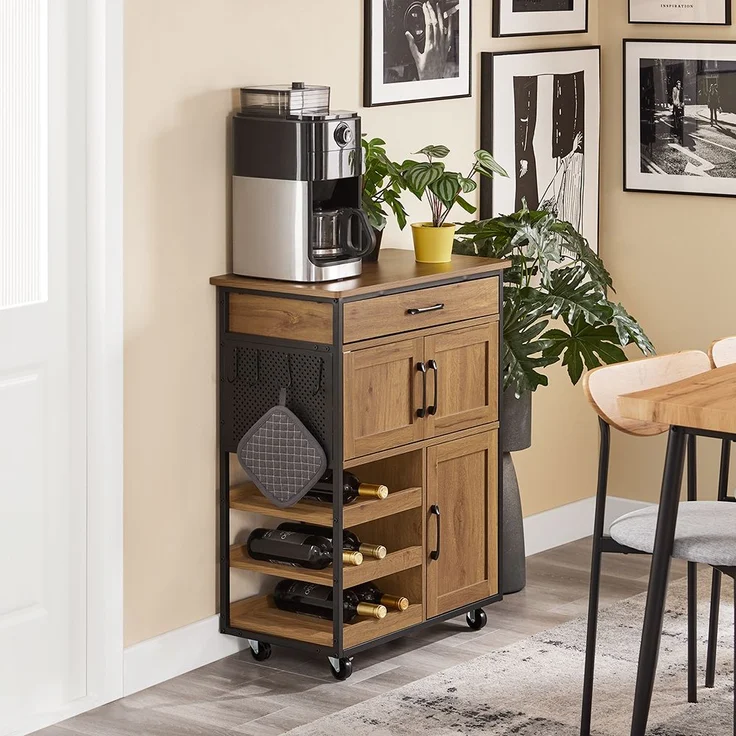 SoBuy FKW134-N Kücheninsel, Spanplatte, Melamin, Hellbraun, 99 x 85 x 40 cm – Bild 4