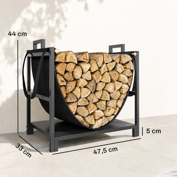 Outsunny Brennholzregal, Metall, Canvas, Schwarz, 47,5L x 33B x 44H cm – Bild 3