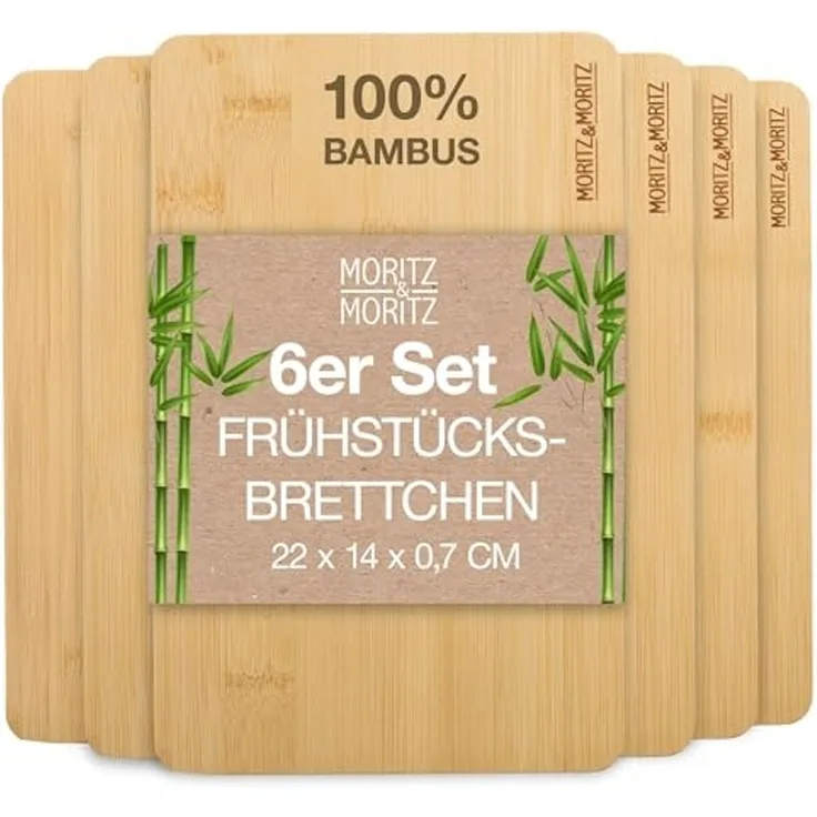 Moritz & Moritz Schneidebrett Schneidebretter, 6er Set, Bambus, 22x14 cm