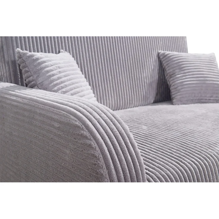 Wohnero24 Lirena 1 Schlafsessel mit Bettfunktion 80x195 cm – Cord Sessel ausziehbar 103x95 cm mit Bettkasten, kleines Gästebett, platzsparendes Einzelschlafsofa - Hellgrau – Bild 4