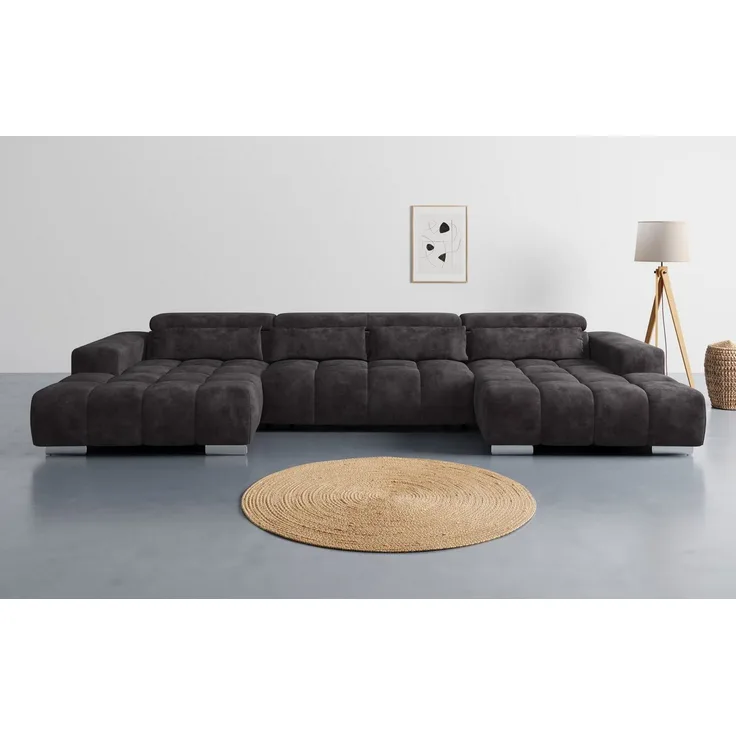 COTTA Wohnlandschaft Orion U-Form, B: 400 cm, Kopfteilverstellung & 4 Kissen, optional elektr. Sitztiefenverstellung