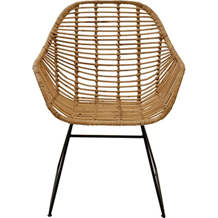 Krines Home Esszimmersessel Rattan Retro Sessel mit Armlehne 50er Korbsessel Retro-Stil Korbstuhl (Sessel nach Auswahl ohne oder mit Polster), Eisen Gestell, Esszimmer, Armlehnstuhl – Bild 5