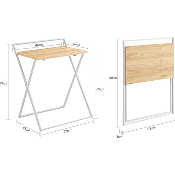 SoBuy FWT88-WN Schreibtisch, MDF, PVC-Beschichtung, Helle Eiche, 63 x 77 x 45 cm – Bild 3