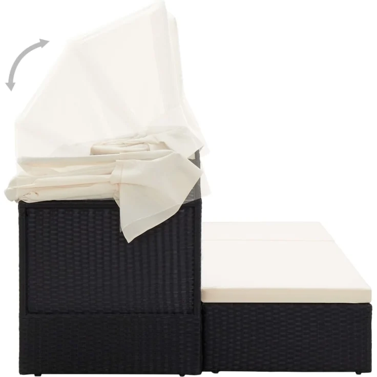 vidaXL Garten-Sonneninsel mit Dach Schwarz Poly Rattan 46156 – Bild 3