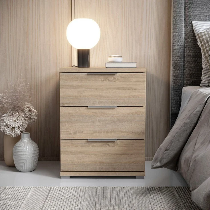 SMILLA Nachttisch in Eiche Sonoma Optik - Moderner Nachtschrank mit Schubladen und viel Stauraum - 46 x 61 x 42 cm (B/H/T) – Bild 5