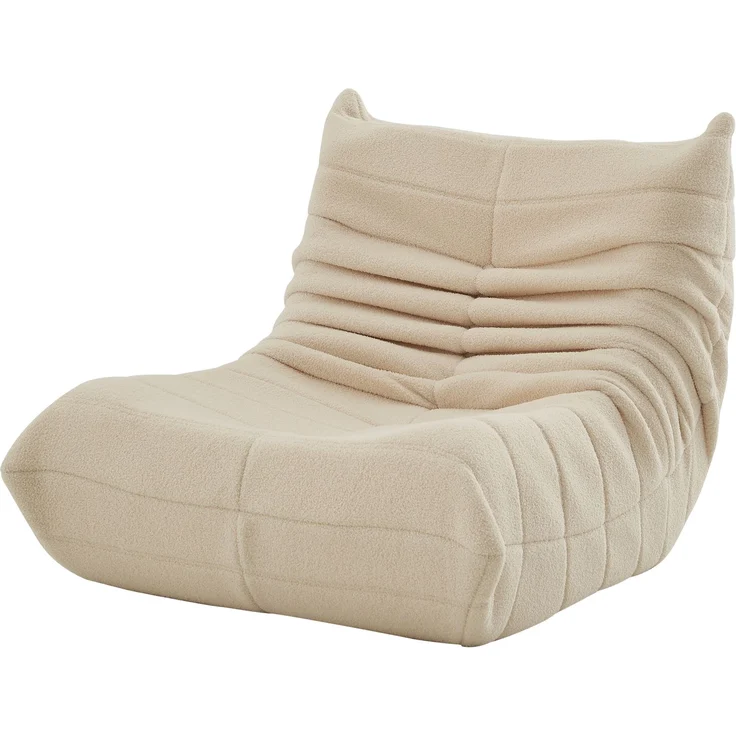 DESVIAE Sitzsack-Bodensofa XXL mit Rückenlehne, Polyesterbezug und Schaumstoff, Beige, 90x72x105 cm – Bild 10