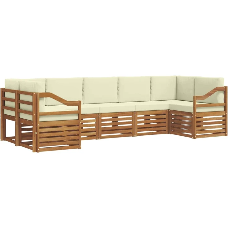 vidaXL Outdoor-Sofagarnitur 7 stk. 7-Sitzer Natur und Creme 3375425 – Bild 2