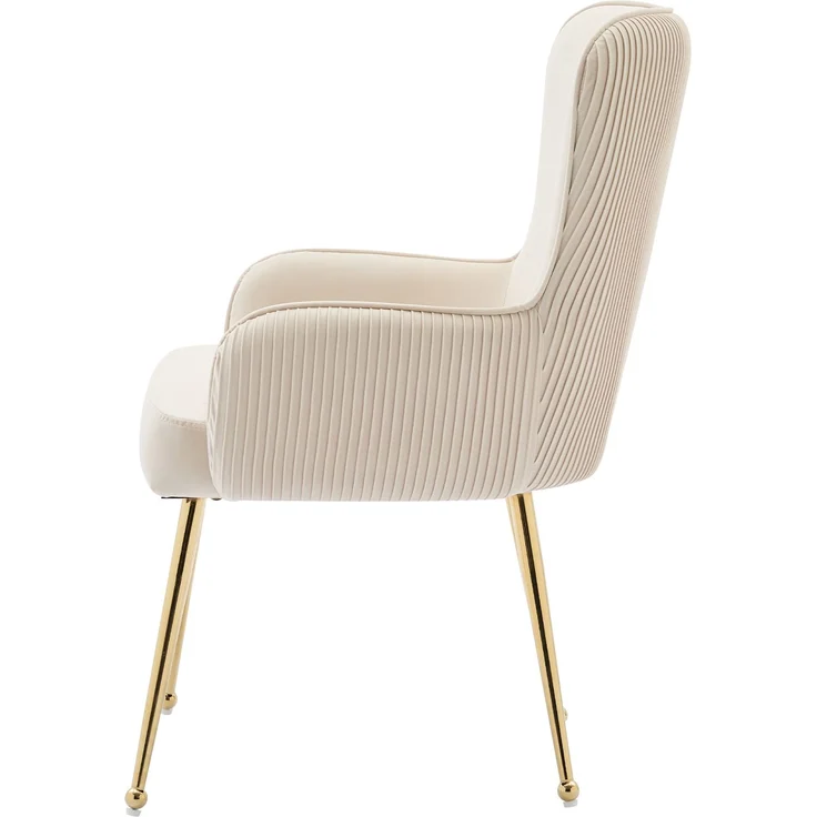 Samt Beige Esszimmerstuhl 2er Set,ergonomischer Lendenstütze, 10 cm dicker Sitzpolsterung, höhenverstellbaren Gold Metallbeinen – Bild 9