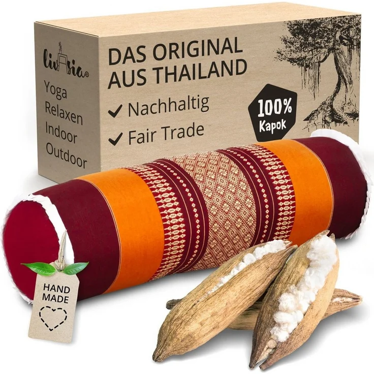 livasia Nackenrolle Nackenrolle, vegan und handgefertigt, Ø 17x56 cm, Kapok – Bild 1